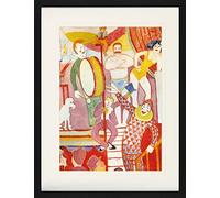 1art1 August Macke Póster Circus Picture II, Athletes Couple, Clown and Monkey, 1911 Cuadro Enmarcado con Fine Passepartout | Cuadros De Pared | En Un Marco De Imagen 80x60 cm