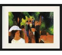 1art1 August Macke Póster Promenade with White Girl In Knee-Length Portrait, 1914 Cuadro Enmarcado con Fine Passepartout | Cuadros De Pared | En Un Marco De Imagen 80x60 cm