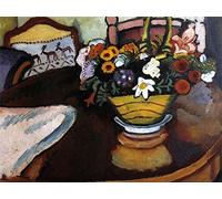 1art1 August Macke Póster Still Life with Deer Cushion and Bouquet Póster Impresión Artística 80x60 cm
