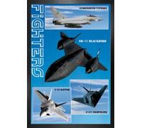 1art1 Aviones De Guerra Cartel con Marco (Madera DM) - Eurofighter, Blackbird, Raptor, Nighthawk (91 x 61cm)