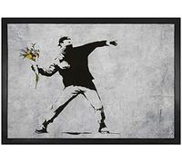 1art1 Banksy El Lanzador de Flores, Graffiti Arte Urbano Felpudo Alfombra 70x50 cm