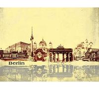 1art1 Berlín Póster Collage Urbano, Estilo Vintage Póster Impresión Artística 80x60 cm