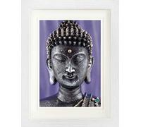 1art1 Budismo Póster Estatua Buda Violeta Cuadro Enmarcado con Fine Passepartout | Cuadros De Pared | En Un Marco De Imagen 40x30 cm
