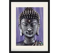 1art1 Budismo Póster Estatua Buda Violeta Cuadro Enmarcado con Fine Passepartout | Cuadros De Pared | En Un Marco De Imagen 80x60 cm