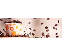 1art1 Café Póster para La Puerta Granos De Café Volando Y Taza Retro Cartel 158x53 cm