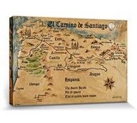 1art1 Camino De Santiago De Compostela Póster Impresión En Lienzo El Camino De Santiago Anno 1445, Jon Mellenthin Cuadro En Bastidor De Camilla De Madera | Mural XXL | Imagen 30x20 cm