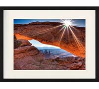 1art1 Cañones Póster High Noon At Mesa Arch, Canyonlands National Park, USA Cuadro Enmarcado con Fine Passepartout | Cuadros De Pared | En Un Marco De Imagen 80x60 cm