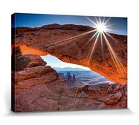 1art1 Cañones Póster Impresión En Lienzo High Noon At Mesa Arch, Canyonlands National Park, USA Cuadro En Bastidor De Camilla De Madera | Mural XXL | Imagen 40x30 cm
