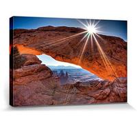 1art1 Cañones Póster Impresión En Lienzo High Noon At Mesa Arch, Canyonlands National Park, USA Cuadro En Bastidor De Camilla De Madera | Mural XXL | Imagen 30x20 cm