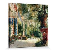 1art1 Carl Blechen Póster Impresión En Lienzo La Casa De Palma En La Isla del Pavo Real Cerca De Potsdam, 1832 Cuadro En Bastidor De Camilla De Madera | Mural XXL | Imagen 40x40 cm