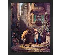 1art1 Carl Spitzweg Póster Impresión Artística con Marco (Madera DM) - The Eternal Bridegroom, 1860 (50 x 40cm)