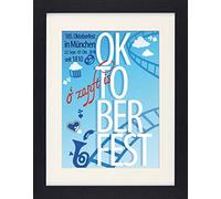 1art1 Cerveza Póster Oktoberfest 2018, Fiesta De Octubre Cuadro Enmarcado con Fine Passepartout | Cuadros De Pared | En Un Marco De Imagen 40x30 cm
