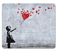 1art1 Chicas Niña con Globo Rojo De Mariposas, Estilo Banksy Alfombrilla para Ratón 23x19 cm