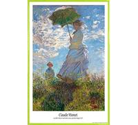 1art1 Claude Monet Cartel con Marco (Plástico) - Mujer con Paraguas, Mujer del Artista con Su Hijo, 1875 (91 x 61cm)