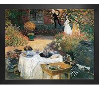 1art1 Claude Monet Póster Impresión Artística con Marco (Madera DM) - El Almuerzo, 1873 (50 x 40cm)