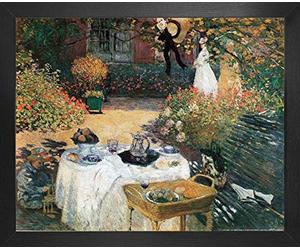 1art1 Claude Monet Póster Impresión Artística con Marco (Madera DM) - El Almuerzo, 1873 (50 x 40cm)