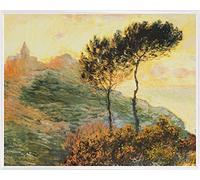 1art1 Claude Monet Póster Impresión Artística con Marco (Plástico) - La Iglesia De Varengeville, 1882 (50 x 40cm)