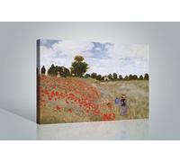 1art1 Claude Monet Póster Impresión En Lienzo Amapolas, 1873 Cuadro En Bastidor De Camilla De Madera | Mural XXL | Imagen 120x80 cm