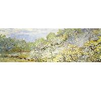 1art1 Claude Monet Póster Impresión En Lienzo Manzanos en Flor, 1873 Cuadro En Bastidor De Camilla De Madera | Mural XXL | Imagen 150x50 cm