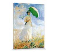 1art1 Claude Monet Póster Impresión En Lienzo Mujer con Sombrilla Mirando hacia la Derecha, 1886 Cuadro En Bastidor De Camilla De Madera | Mural XXL | Imagen 80x60 cm