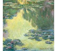 1art1 Claude Monet Póster Impresión En Lienzo Nenúfares, 1907 (Verde-Amarillo) Cuadro En Bastidor De Camilla De Madera | Mural XXL | Imagen 70x70 cm