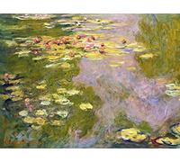 1art1 Claude Monet Póster Impresión En Lienzo Nenúfares, 1919 Cuadro En Bastidor De Camilla De Madera | Mural XXL | Imagen 40x30 cm