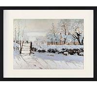 1art1 Claude Monet Póster La Urraca, 1868-69 Cuadro Enmarcado con Fine Passepartout | Cuadros De Pared | En Un Marco De Imagen 80x60 cm