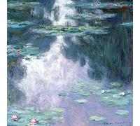 1art1 Claude Monet Póster Nenúfares, 1907 (Azul Oscuro) Póster Impresión Artística 100x100 cm