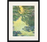 1art1 Claude Monet Póster Nenúfares, 1907 (Verde-Amarillo) Cuadro Enmarcado con Fine Passepartout | Cuadros De Pared | En Un Marco De Imagen 80x60 cm