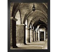 1art1 Construcciones Históricas Póster Impresión Artística con Marco (Madera DM) - Pórtico A La Iglesia De Santa María Maggiore En Italia (50 x 40cm)