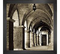 1art1 Construcciones Históricas Póster Impresión Artística con Marco (Madera DM) - Pórtico A La Iglesia De Santa María Maggiore En Italia (40 x 40cm)