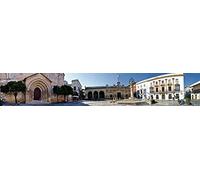 1art1 Construcciones Históricas Póster Old Town Panorama, Jerez De La Frontera Póster Impresión Artística 120x20 cm