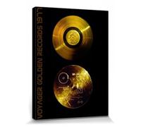 1art1 Discos Póster Impresión En Lienzo Sonidos De La Tierra, Discos De Oro De Las Voyager Cuadro En Bastidor De Camilla De Madera | Mural XXL | Imagen 80x60 cm