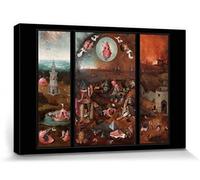 1art1 El Bosco Póster Impresión En Lienzo Tríptico del Juicio De Viena, Aprox. 1482 Cuadro En Bastidor De Camilla De Madera | Mural XXL | Imagen 120x80 cm