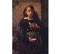1art1 Emile Auguste Hublin Young Girl, Holding A Sea Shell and Rosary, 1872 Fotomural Autoadhesivo 180x120 cm