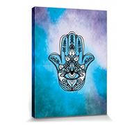 1art1 Espiritualidad Póster Impresión En Lienzo Jamsa, La Mano De Fátima, Protección contra El Mal Cuadro En Bastidor De Camilla De Madera | Mural XXL | Imagen 80x60 cm