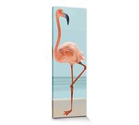 1art1 Flamencos Póster Impresión En Lienzo Ein Schöner Flamingo Cuadro En Bastidor De Camilla De Madera | Mural XXL | Imagen 150x50 cm