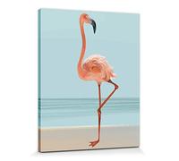 1art1 Flamencos Póster Impresión En Lienzo Ein Schöner Flamingo Cuadro En Bastidor De Camilla De Madera | Mural XXL | Imagen 50x40 cm