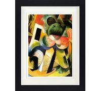 1art1 Franz Marc Póster Pequeña Composición II, Casa con Los Árboles, 1914 Cuadro Enmarcado con Fine Passepartout | Cuadros De Pared | En Un Marco De Imagen 40x30 cm