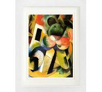 1art1 Franz Marc Póster Pequeña Composición II, Casa con Los Árboles, 1914 Cuadro Enmarcado con Fine Passepartout | Cuadros De Pared | En Un Marco De Imagen 40x30 cm