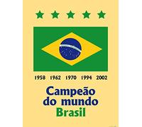 1art1 Fútbol Póster Brasil Campeón del Mundo, Brasil Campeão Do Mundo Póster Impresión Artística 80x60 cm