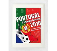 1art1 Fútbol Póster Portugal Campeão Europeu, Campeón De Europa 2016 Cuadro Enmarcado con Fine Passepartout | Cuadros De Pared | En Un Marco De Imagen 40x30 cm