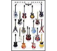 1art1 Guitarras Póster Impresión En Lienzo Guitar Heaven, Rock Hall of Fame Cuadro En Bastidor De Camilla De Madera | Mural XXL | Imagen 120x80 cm
