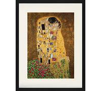 1art1 Gustav Klimt Póster El Beso II Cuadro Enmarcado con Fine Passepartout | Cuadros De Pared | En Un Marco De Imagen 80x60 cm