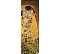 1art1 Gustav Klimt Póster Impresión En Lienzo El Beso II Cuadro En Bastidor De Camilla De Madera | Mural XXL | Imagen 90x30 cm