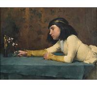 1art1 Helene Schjerfbeck Póster Impresión En Lienzo Chica con Una Madonna, 1881 Cuadro En Bastidor De Camilla De Madera | Mural XXL | Imagen 80x60 cm