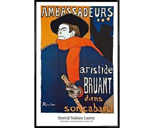 1art1 Henri De Toulouse-Lautrec Cartel con Marco (Plástico) - Aristide Bruant Dans Son Cabaret (91 x 61cm)