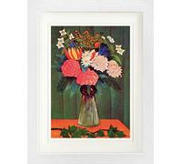 1art1 Henri Rousseau Póster Bouquet De Flores Y Rama De Hiedra, 1909 Cuadro Enmarcado con Fine Passepartout | Cuadros De Pared | En Un Marco De Imagen 40x30 cm