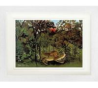 1art1 Henri Rousseau Póster The Hungry Lion Throws Itself On The Antelope, 1905 Cuadro Enmarcado con Fine Passepartout | Cuadros De Pared | En Un Marco De Imagen 40x30 cm