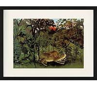1art1 Henri Rousseau Póster The Hungry Lion Throws Itself On The Antelope, 1905 Cuadro Enmarcado con Fine Passepartout | Cuadros De Pared | En Un Marco De Imagen 80x60 cm